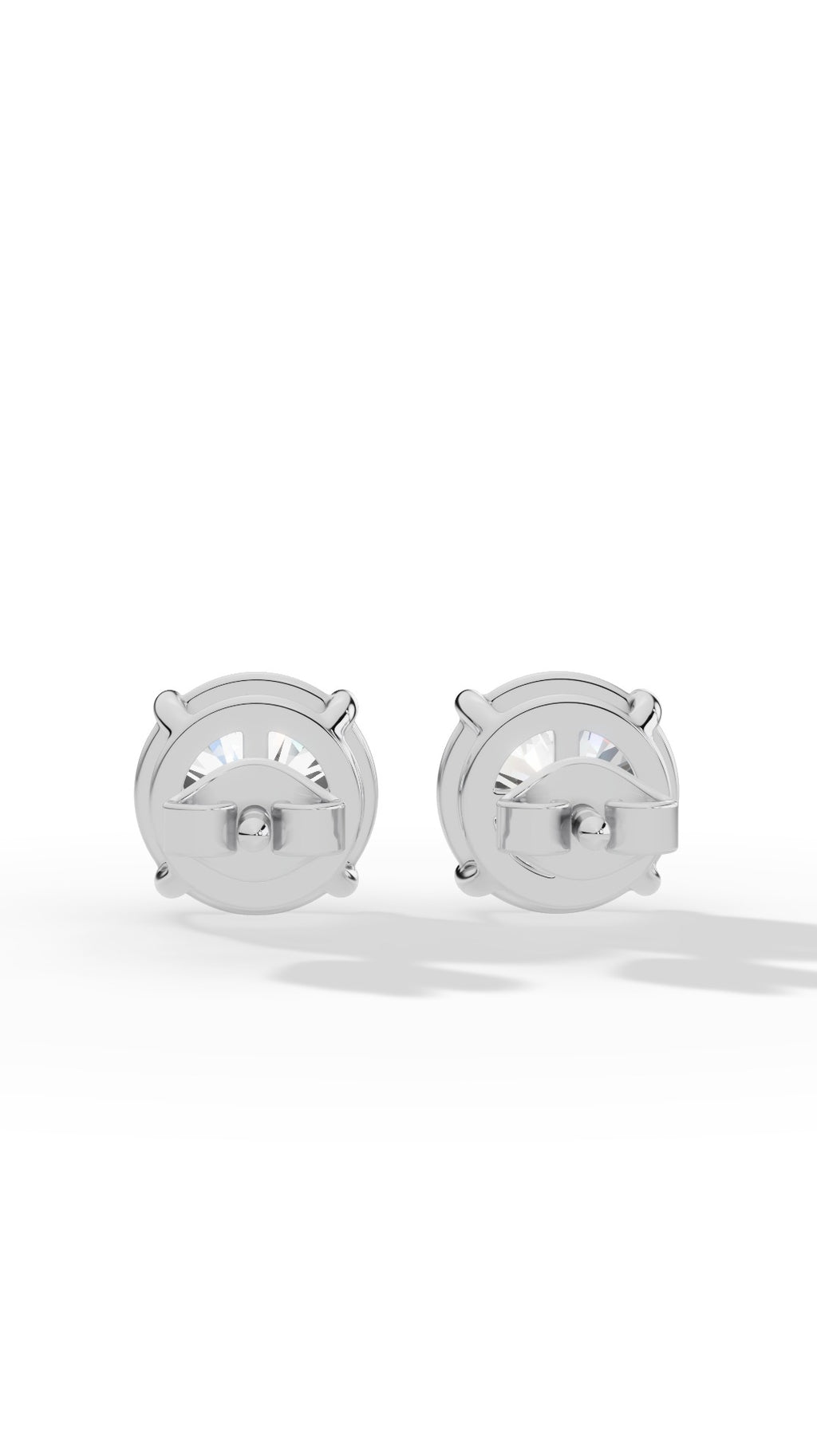 Round Cut Four Prong Solitaire Stud Earrings 10K White Gold 3.0 CTW