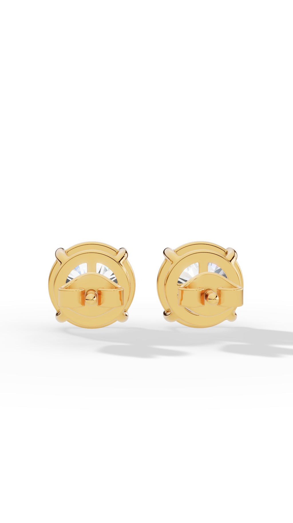 Round Cut Four Prong Solitaire Stud Earrings 10K Yellow Gold 3.0 CTW