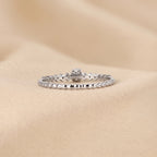 Round Cut Lab Grown Diamond Side Stone Ring in 10K White Gold 0.20 CTW