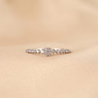 Round Cut Lab Grown Diamond Side Stone Ring in 10K White Gold 0.20 CTW