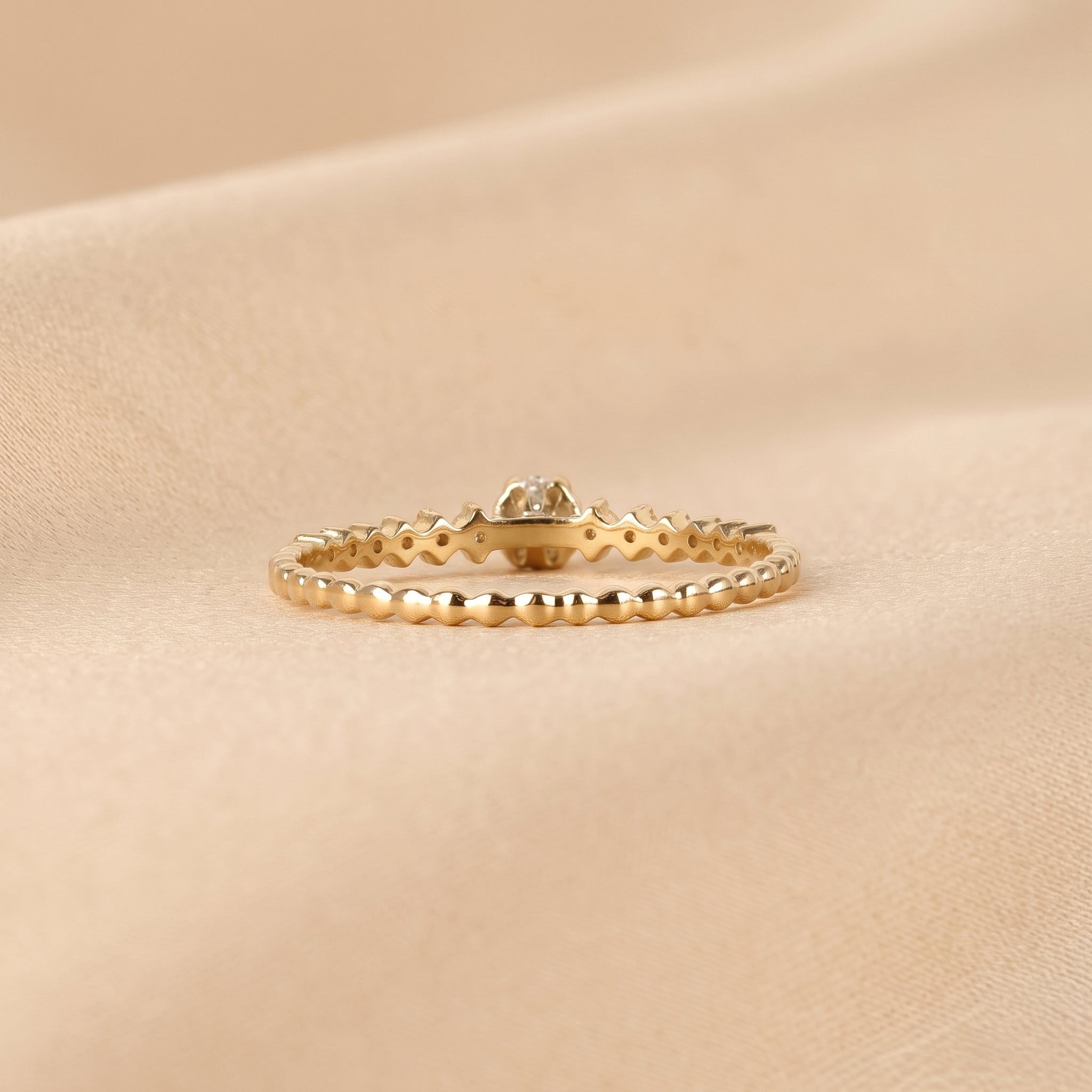 Round Cut Lab Grown Diamond Side Stone Ring in 10K Yellow Gold 0.20 CTW