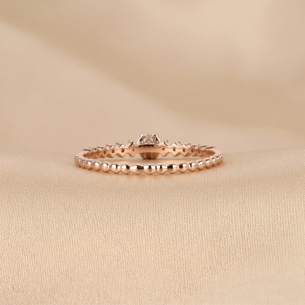 Round Cut Lab Grown Diamond Side Stone Ring in 14K Rose Gold 0.20 CTW