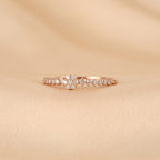 Round Cut Lab Grown Diamond Side Stone Ring in 14K Rose Gold 0.20 CTW