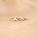 Round Cut Lab Grown Diamond Side Stone Ring in 14K Rose Gold 0.20 CTW