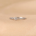 Round Cut Lab Grown Diamond Side Stone Ring in 14K White Gold 0.20 CTW