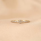 Round Cut Lab Grown Diamond Side Stone Ring in 14K Yellow Gold 0.20 CTW