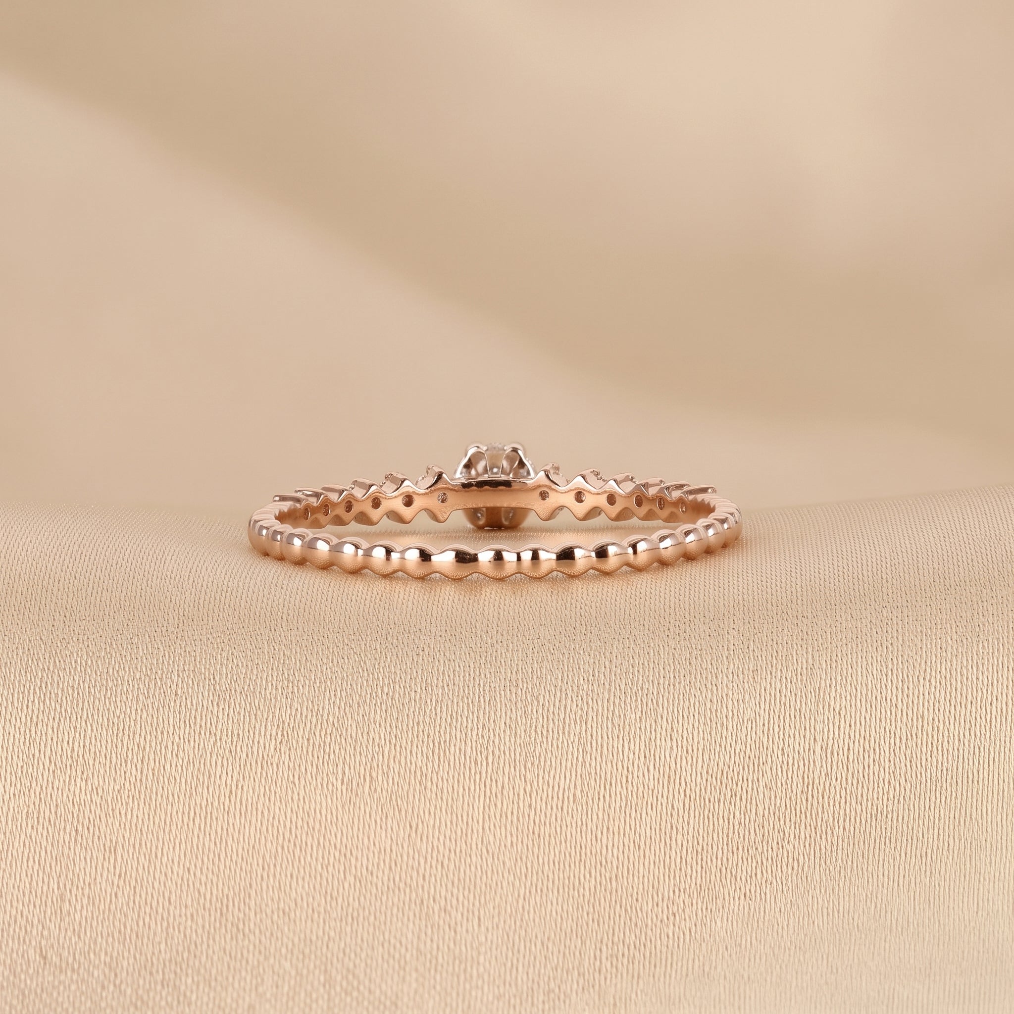Round Cut Lab Grown Diamond Side Stone Ring in 18K Rose Gold 0.20 CTW