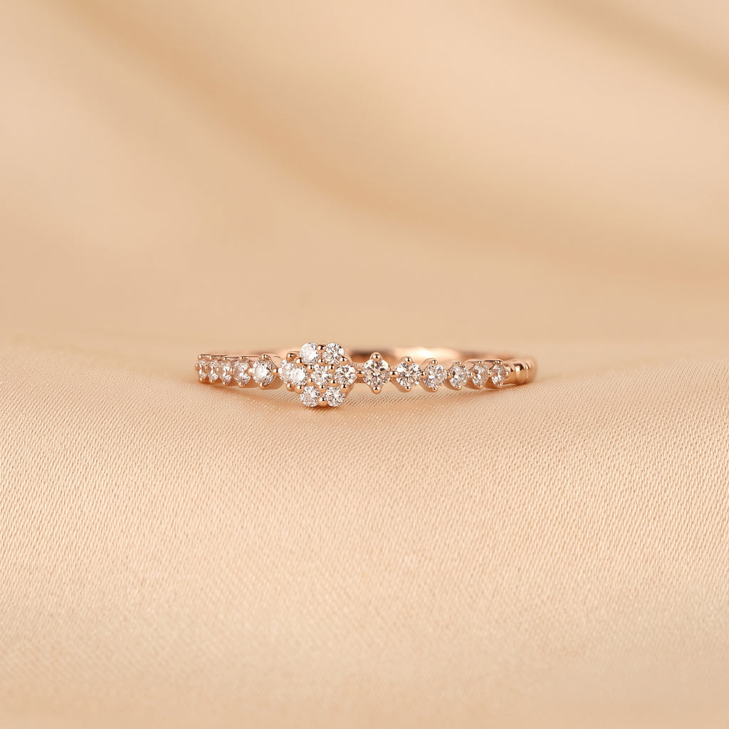 Round Cut Lab Grown Diamond Side Stone Ring in 18K Rose Gold 0.20 CTW