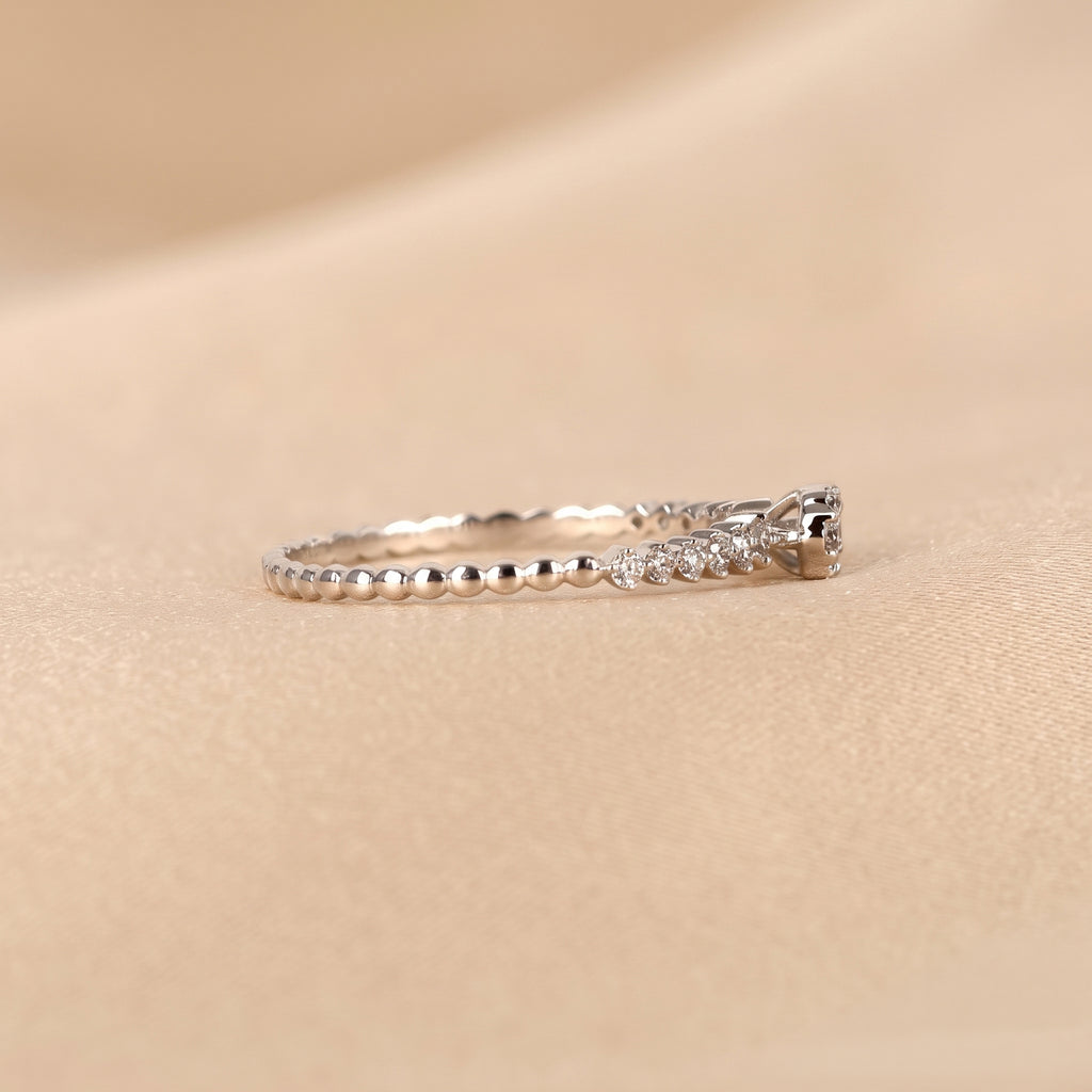 Round Cut Lab Grown Diamond Side Stone Ring in 18K White Gold 0.20 CTW