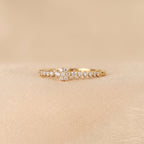 Round Cut Lab Grown Diamond Side Stone Ring in 18K Yellow Gold 0.20 CTW