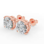 Round Cut Solitaire Lab-Grown Diamond Stud Earrings 18k rose gold