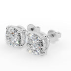 Round Cut Solitaire Lab-Grown Diamond Stud Earrings 18k white gold