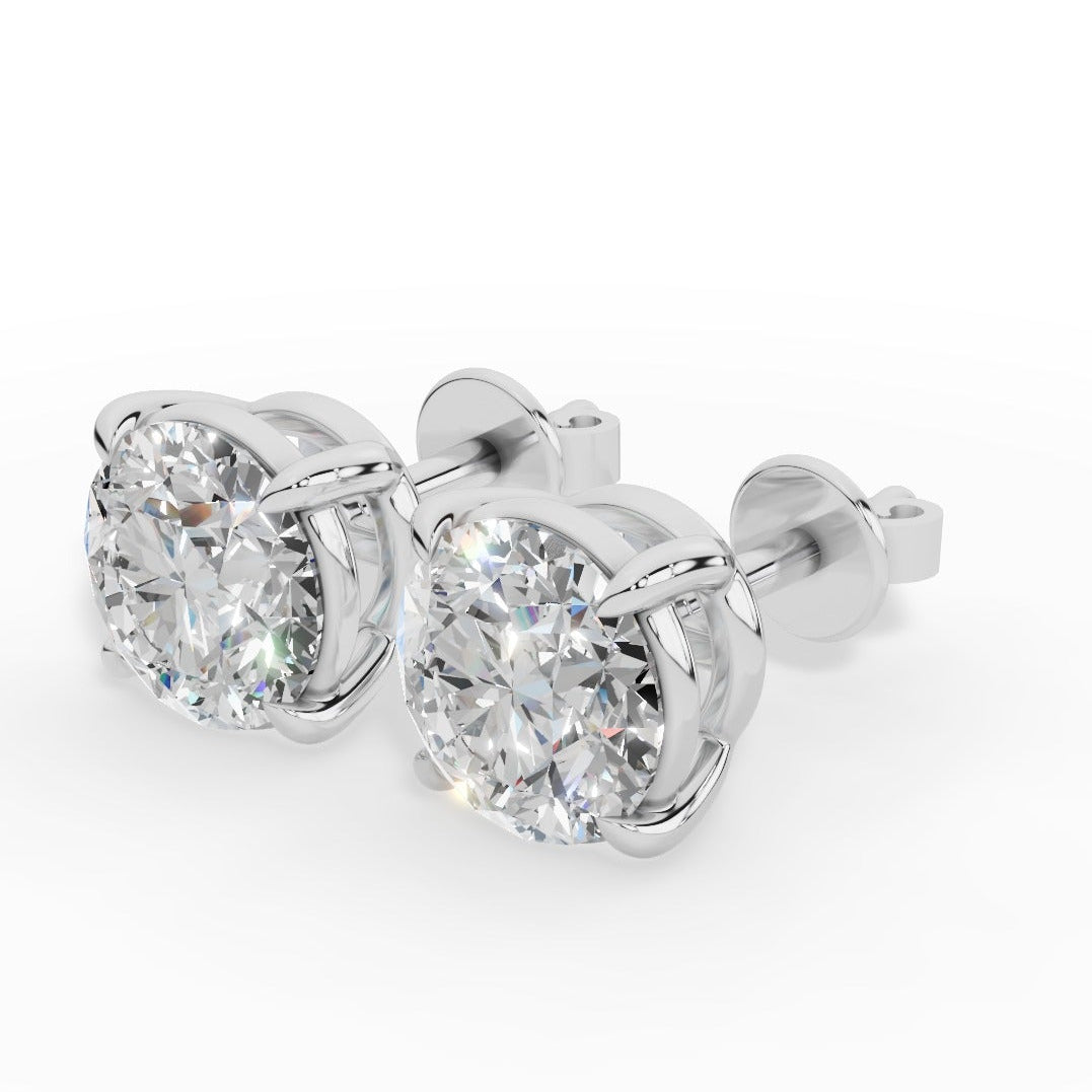 Round Cut Solitaire Lab-Grown Diamond Stud Earrings 18k white gold