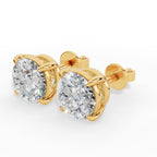 Round Cut Solitaire Lab-Grown Diamond Stud Earrings 18k yellow gold