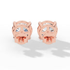 Round Cut Solitaire Lab-Grown Diamond Stud Earrings rose gold back