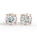 Round Cut Solitaire Lab-Grown Diamond Stud Earrings rose gold