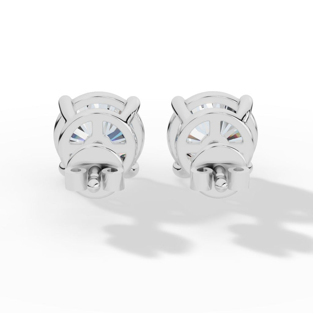 Round Cut Solitaire Lab-Grown Diamond Stud Earrings white gold back