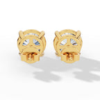 Round Cut Solitaire Lab-Grown Diamond Stud Earrings yellow gold back