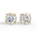 Round Cut Solitaire Lab-Grown Diamond Stud Earrings yellow gold