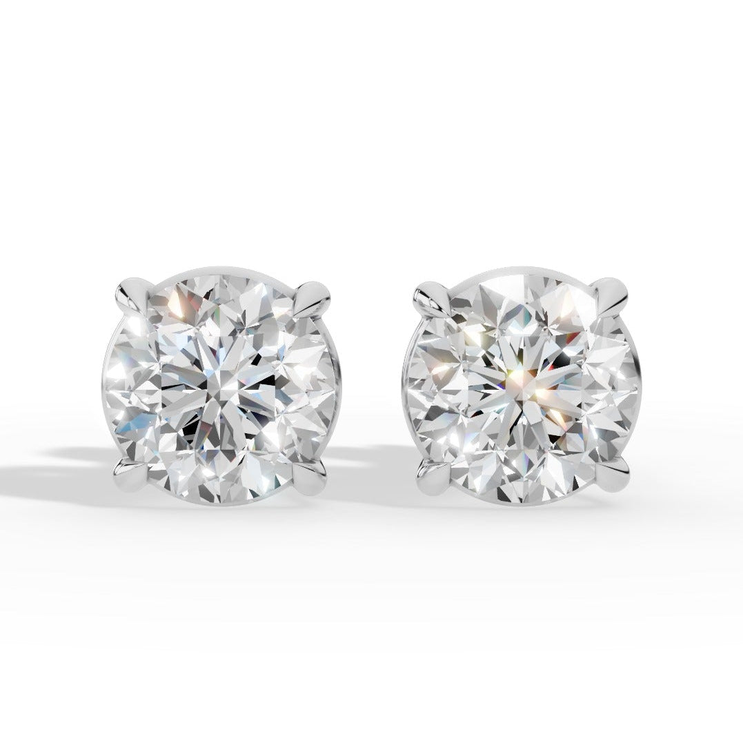 Round Cut Solitaire Lab-Grown Diamond Stud Earrings