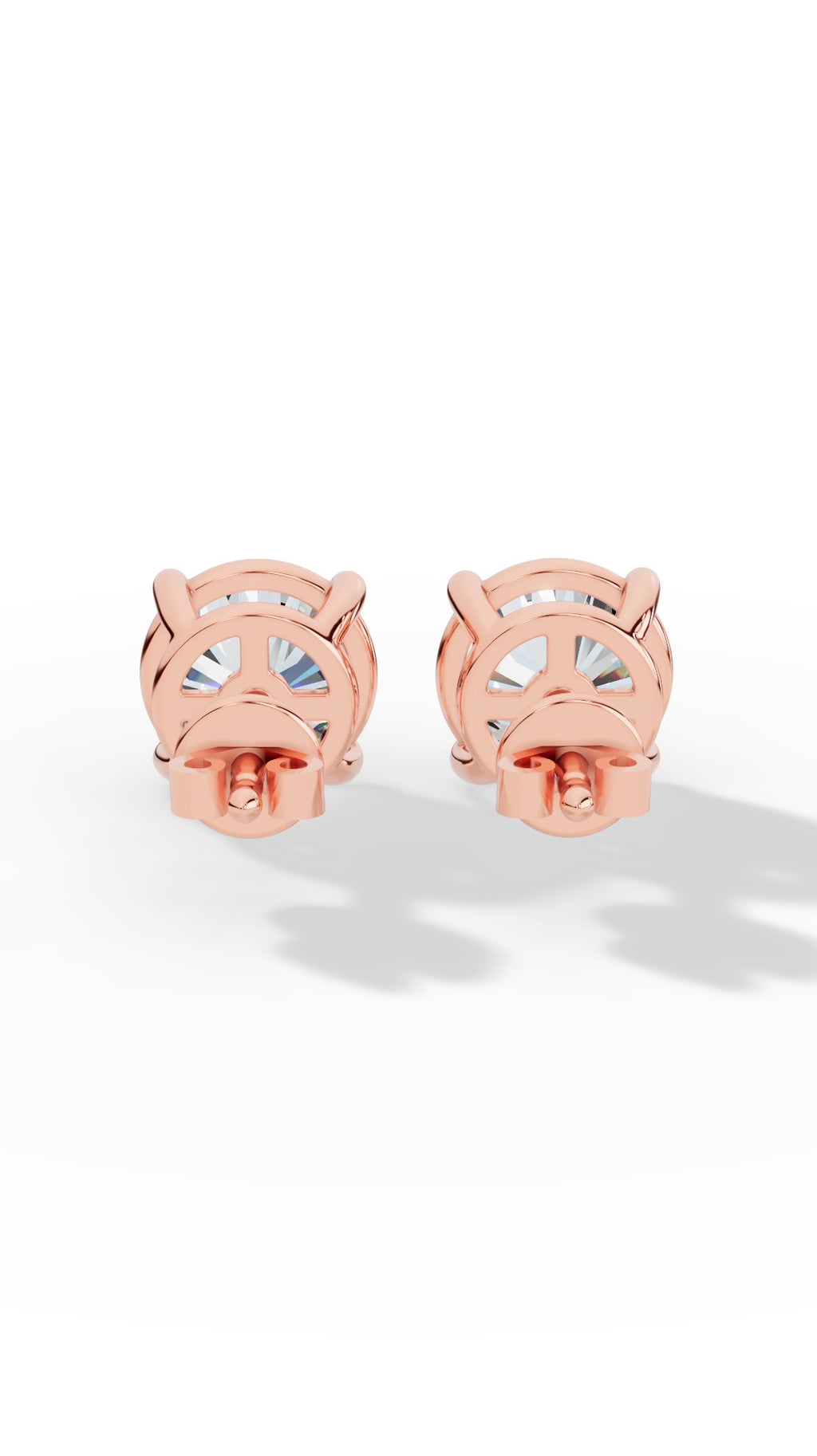 Round Cut Solitaire Stud Earrings 10K Rose Gold 2.0 CTW