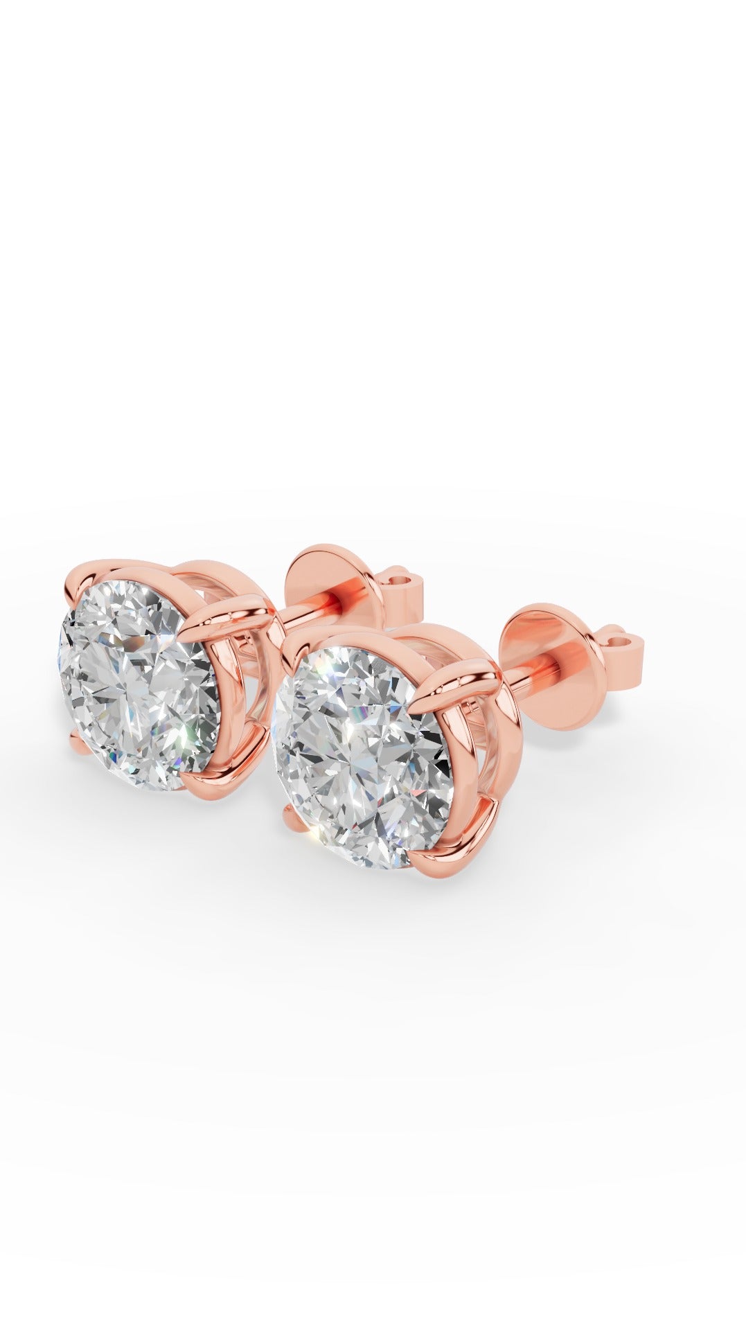 Round Cut Solitaire Stud Earrings 10K Rose Gold 2.0 CTW