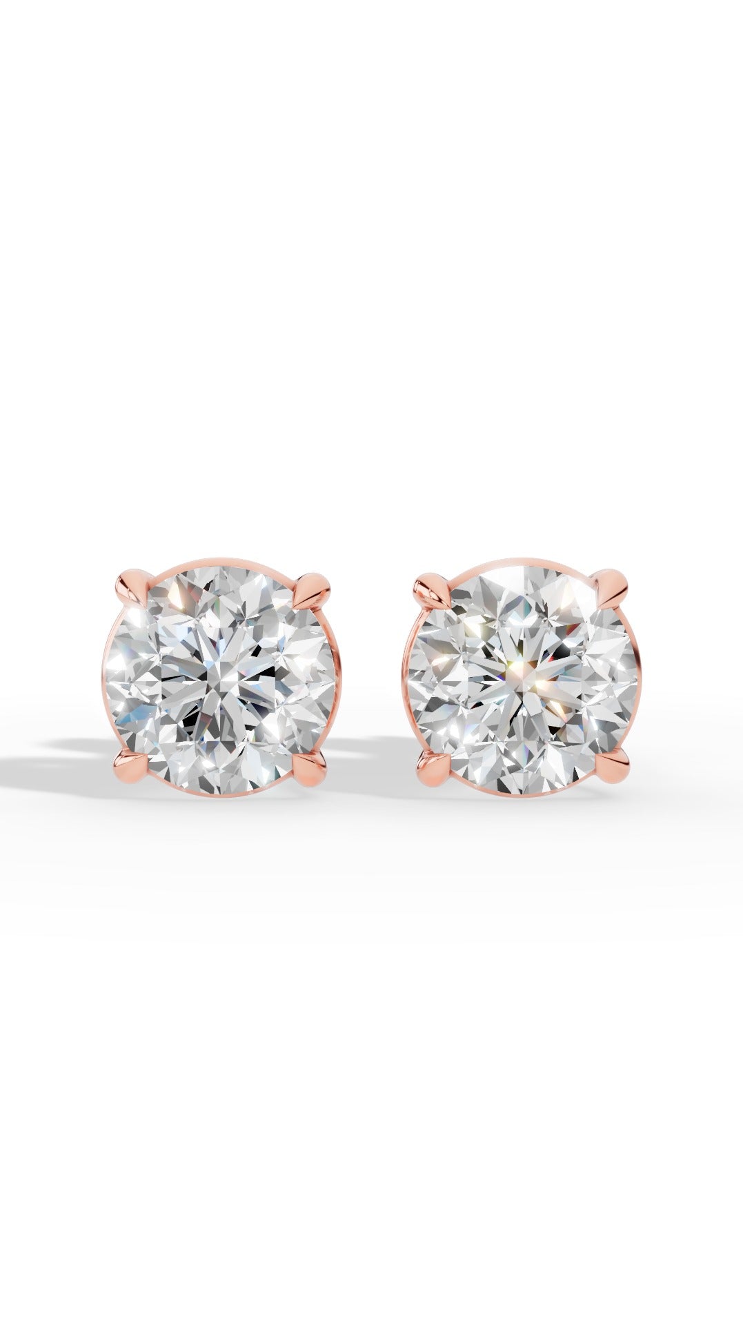 Round Cut Solitaire Stud Earrings 10K Rose Gold 2.0 CTW