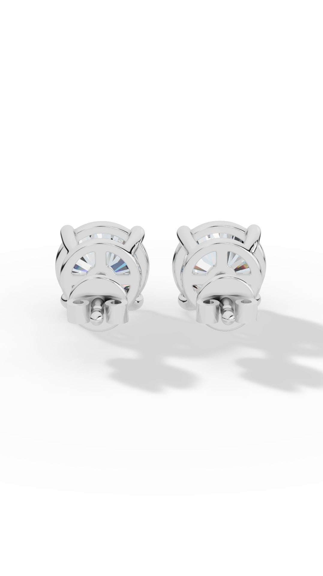 Round Cut Solitaire Stud Earrings 10K White Gold 2.0 CTW
