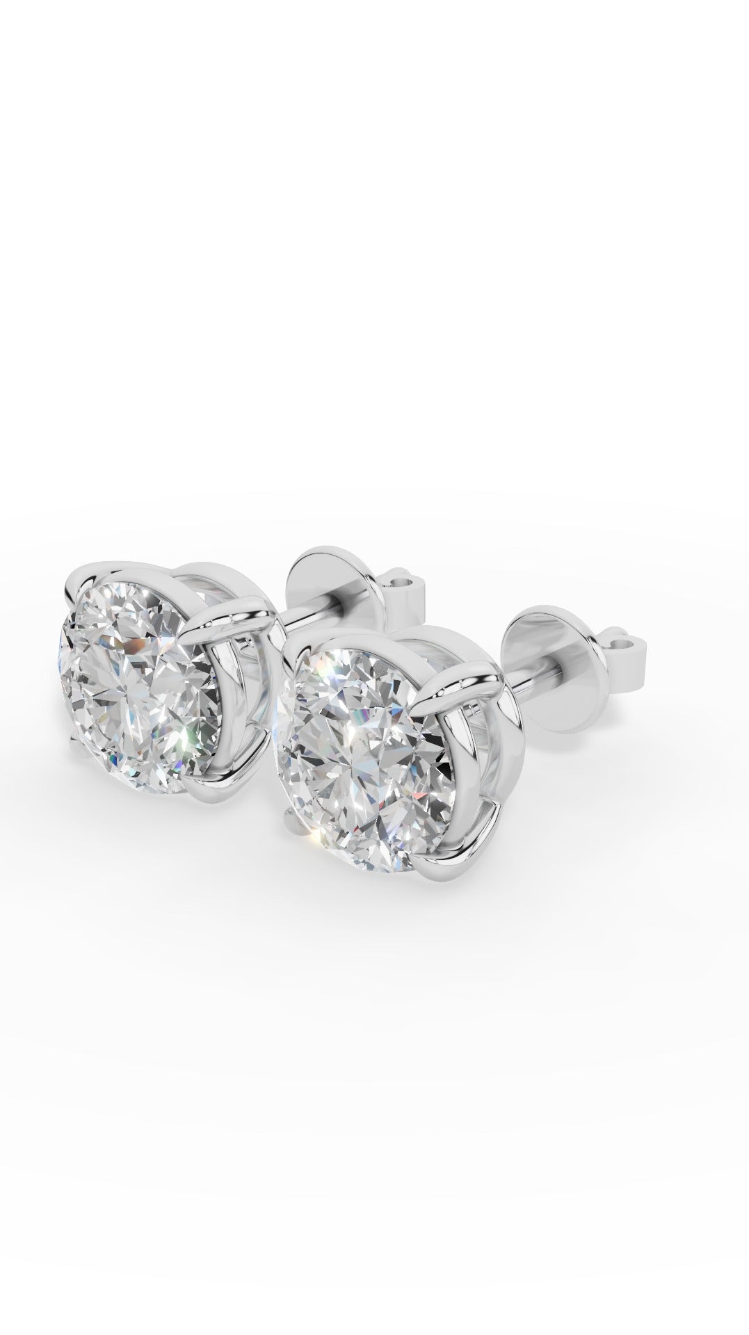 Round Cut Solitaire Stud Earrings 14K White Gold 2.0 CTW