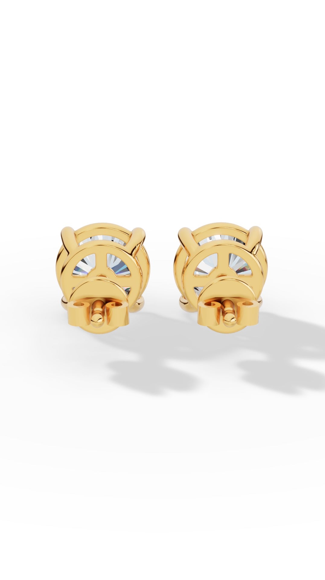 Round Cut Solitaire Stud Earrings 14K Yellow Gold 2.0 CTW