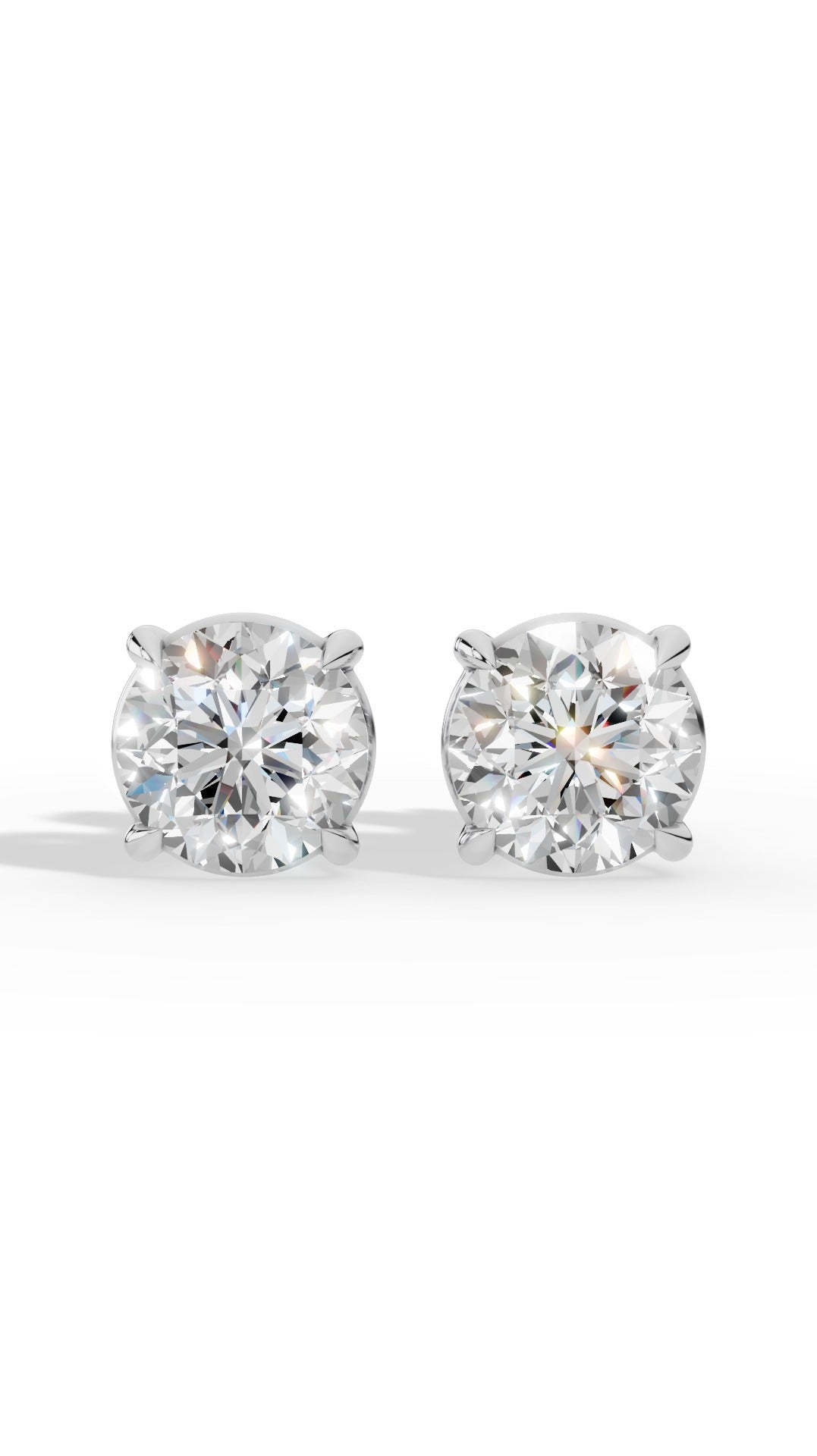 Round Cut Solitaire Stud Earrings 18K White Gold 2.0 CTW
