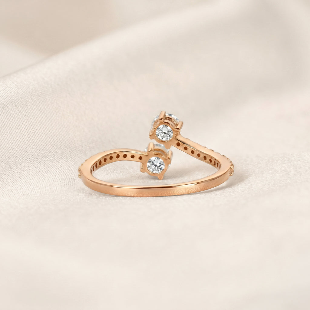 Round Lab Grown Diamond Bypass Ring in 10K Rose Gold 0.80 CTW
