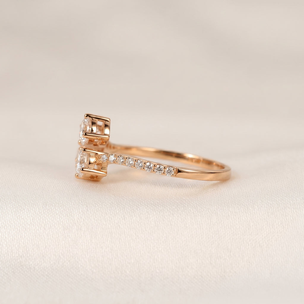 Round Lab Grown Diamond Bypass Ring in 10K Rose Gold 0.80 CTW
