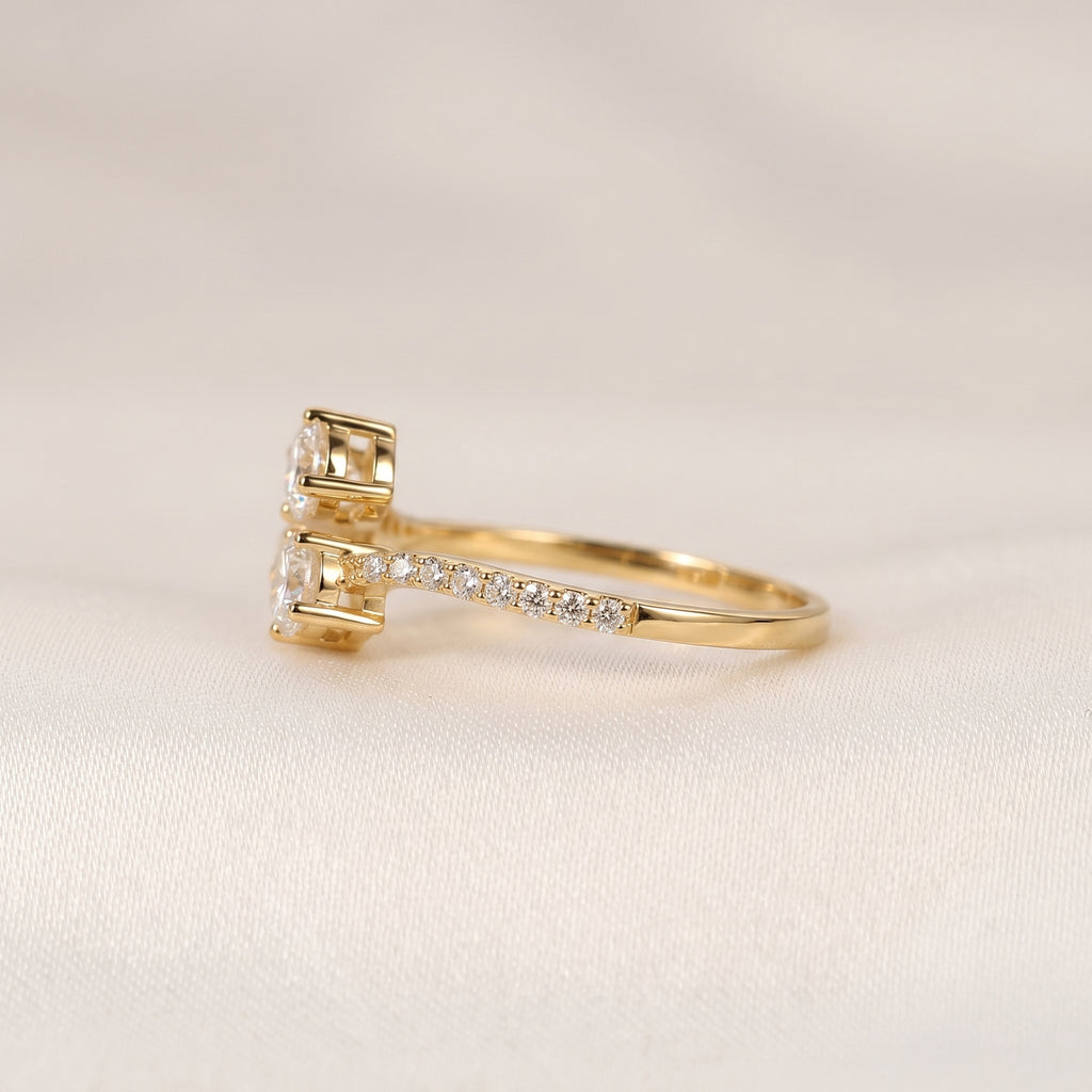 Round Lab Grown Diamond Bypass Ring in 10K Yellow Gold 0.80 CTW