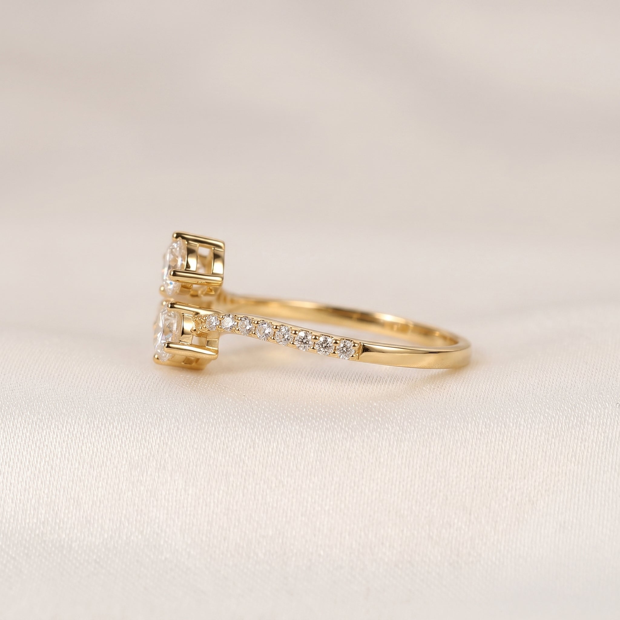 Round Lab Grown Diamond Bypass Ring in 10K Yellow Gold 0.80 CTW