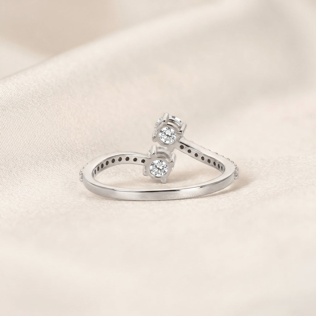 Round Lab Grown Diamond Bypass Ring in 14K White Gold 0.80 CTW