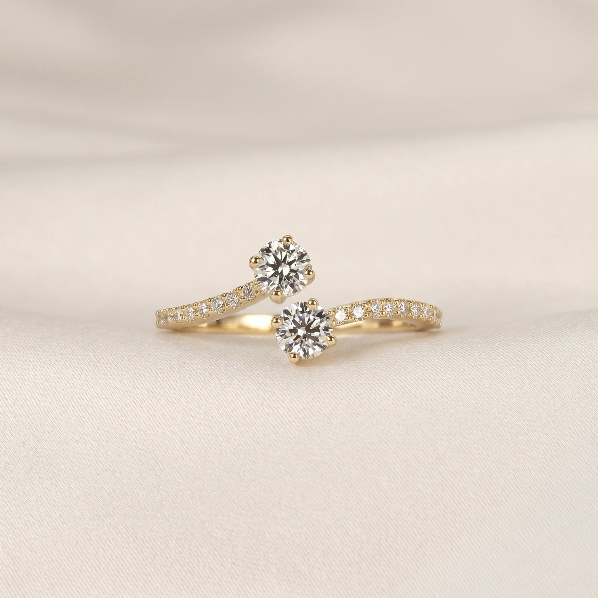Round Lab Grown Diamond Bypass Ring in 18K Yellow Gold 0.80 CTW