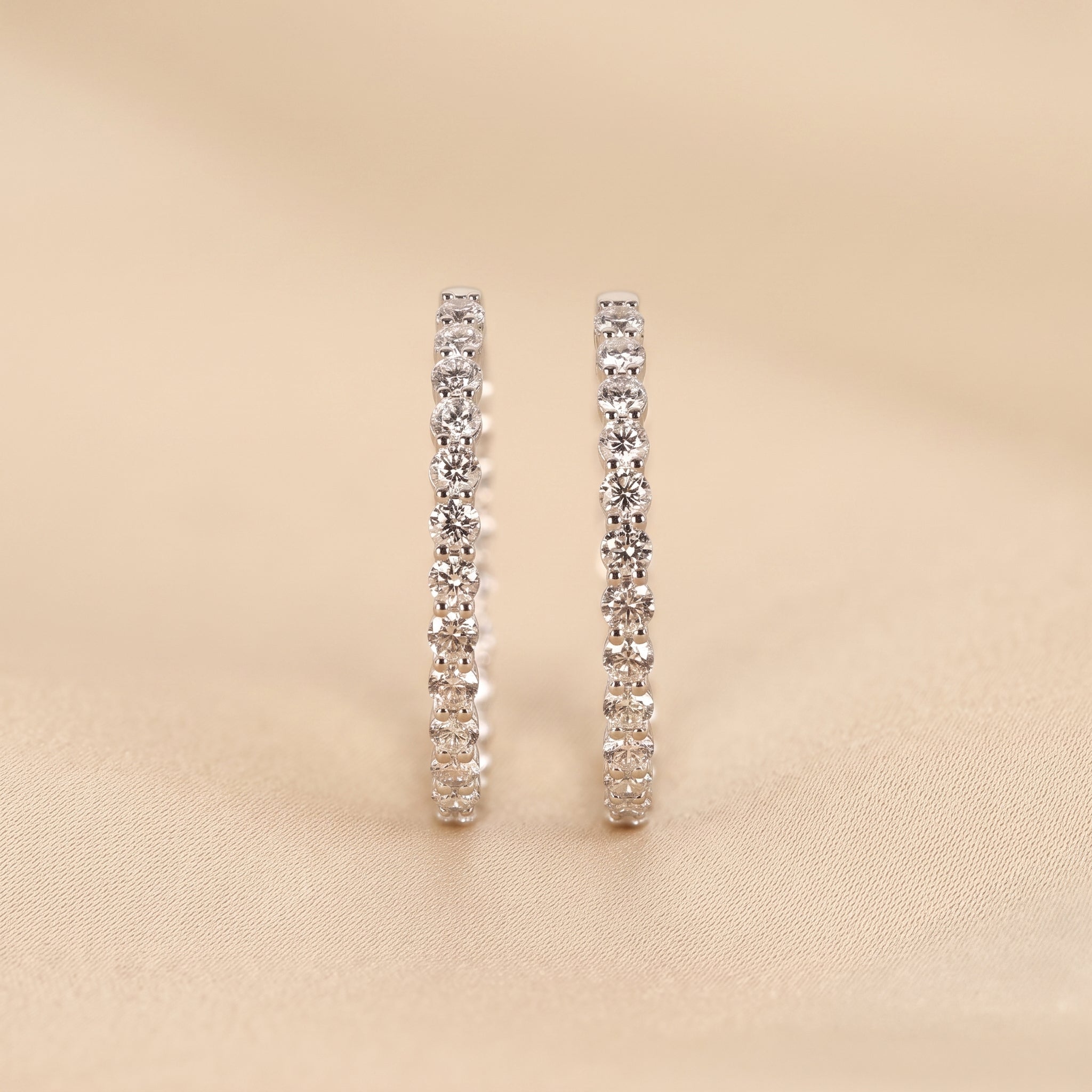 Round Lab Grown Diamond Eternity Hoop Earrings in 14K White Gold 4.90 CTW