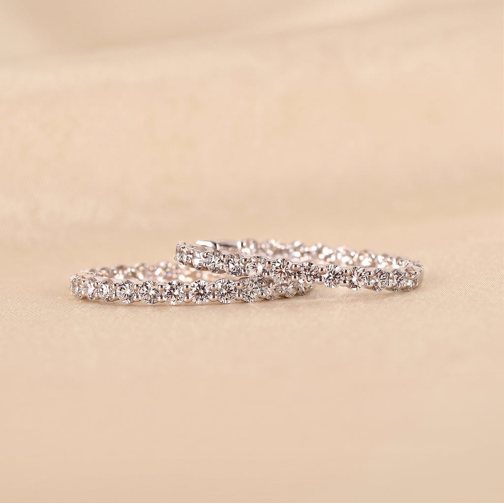 Round Lab Grown Diamond Eternity Hoop Earrings in 14K White Gold 4.90 CTW