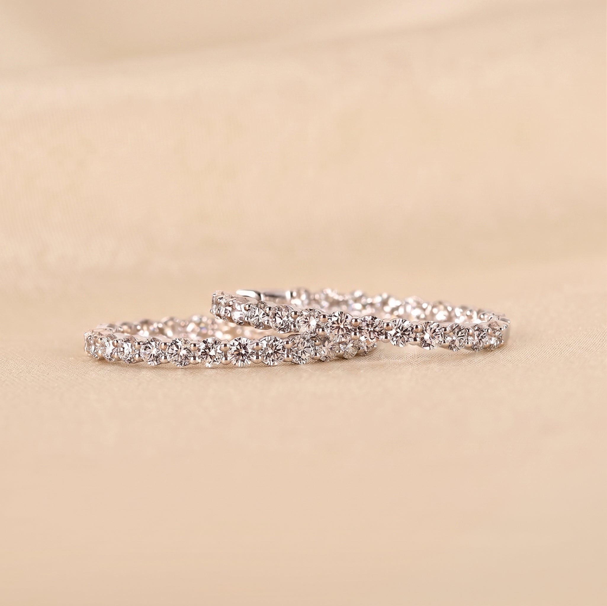 Round Lab Grown Diamond Eternity Hoop Earrings in 18K White Gold 4.90 CTW
