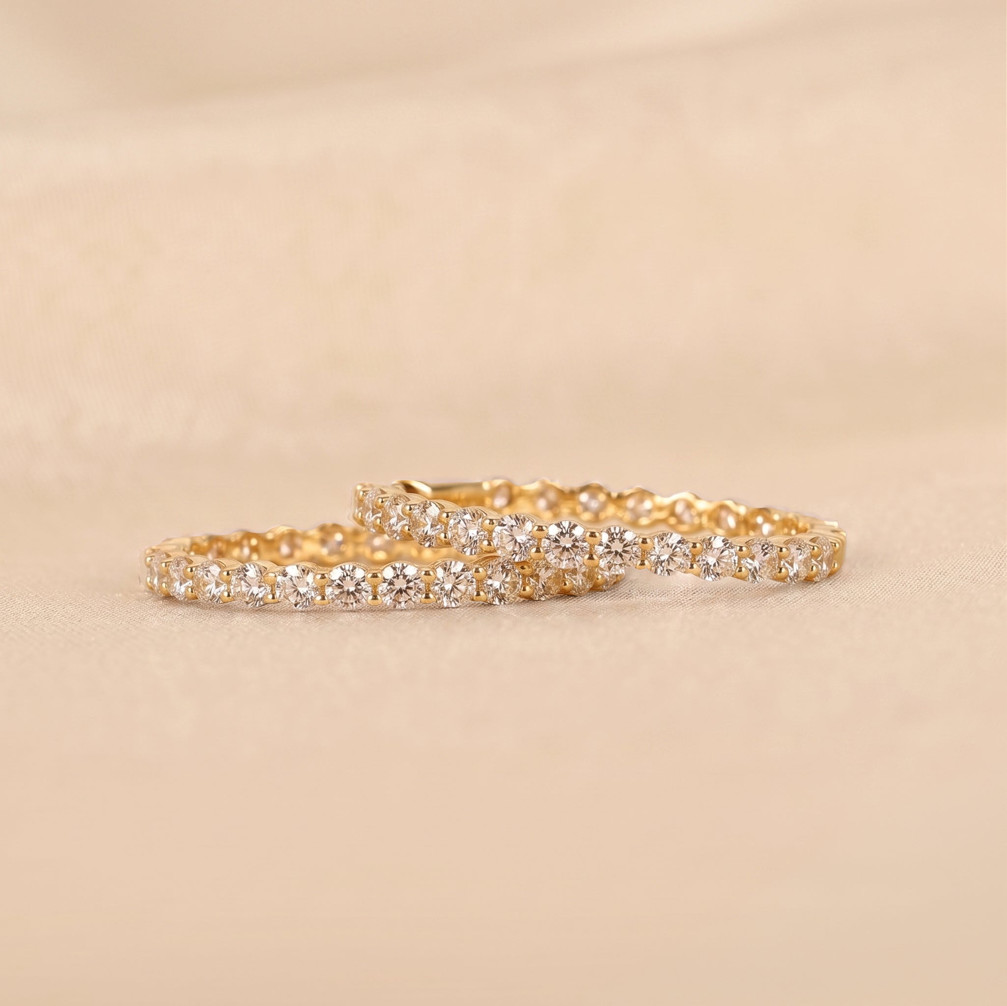 Round Lab Grown Diamond Eternity Hoop Earrings in 18K Yellow Gold 4.90 CTW
