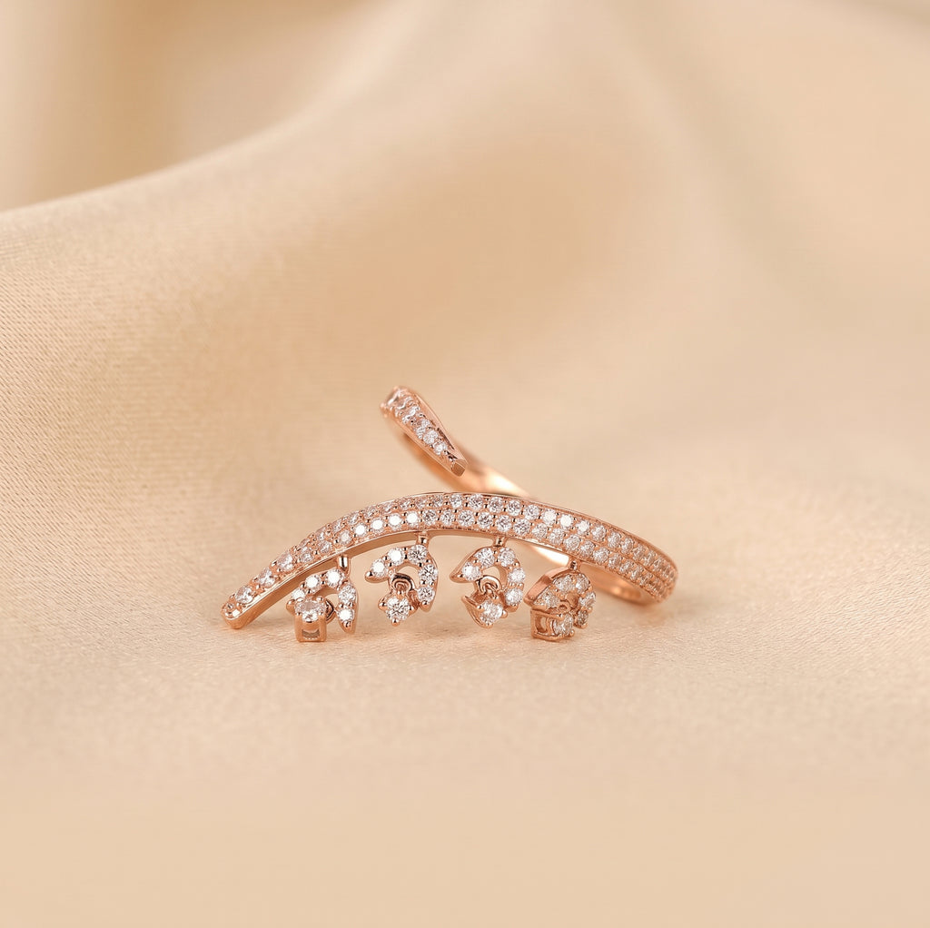 Round Lab Grown Diamond Floral Vine Ring in 10K Rose Gold 0.40 CTW