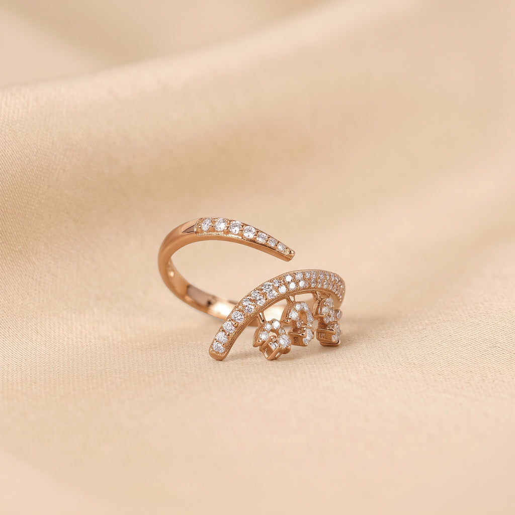 Round Lab Grown Diamond Floral Vine Ring in 10K Rose Gold 0.40 CTW