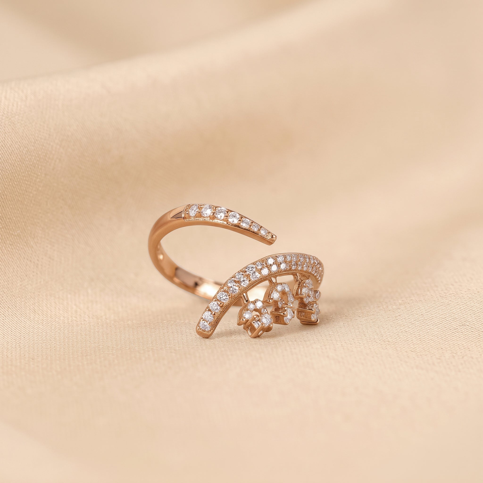 Round Lab Grown Diamond Floral Vine Ring in 10K Rose Gold 0.40 CTW