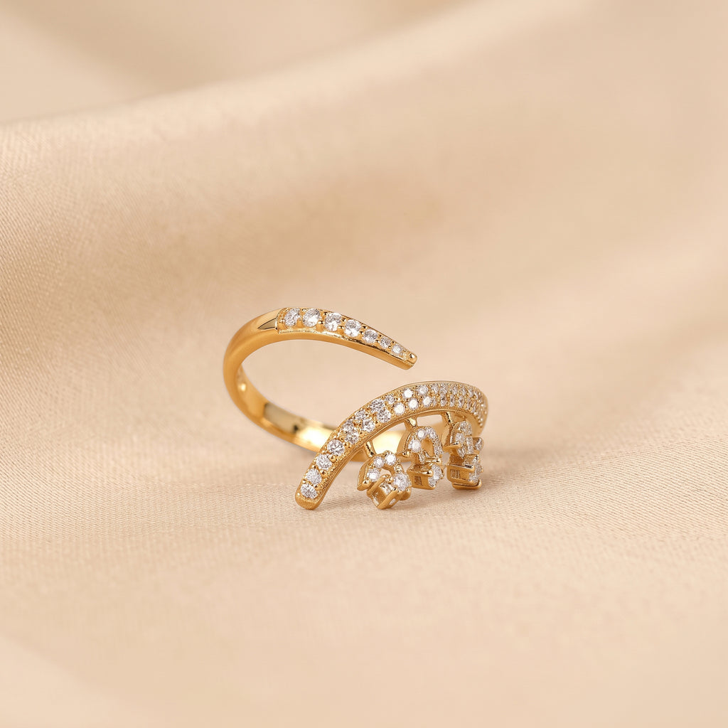 Round Lab Grown Diamond Floral Vine Ring in 14K Yellow Gold 0.40 CTW