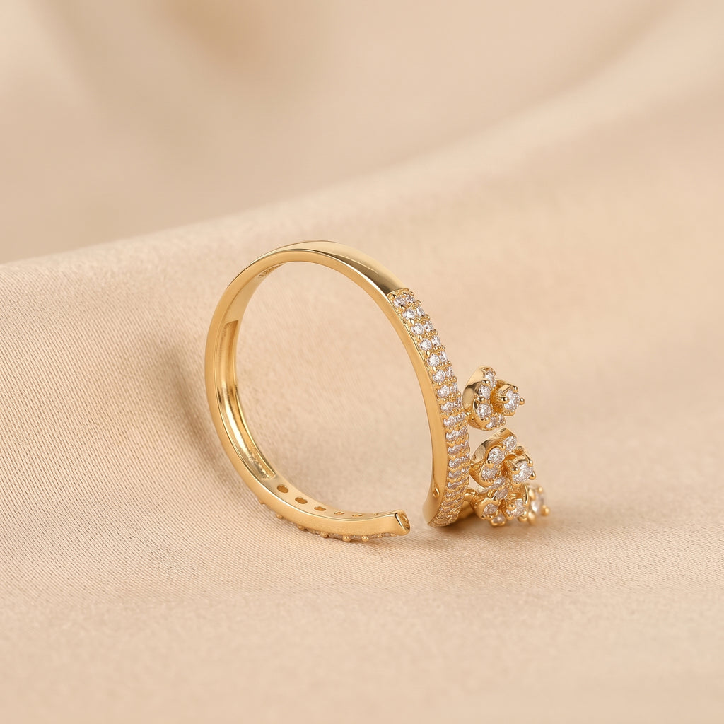 Round Lab Grown Diamond Floral Vine Ring in 18K Yellow Gold 0.40 CTW