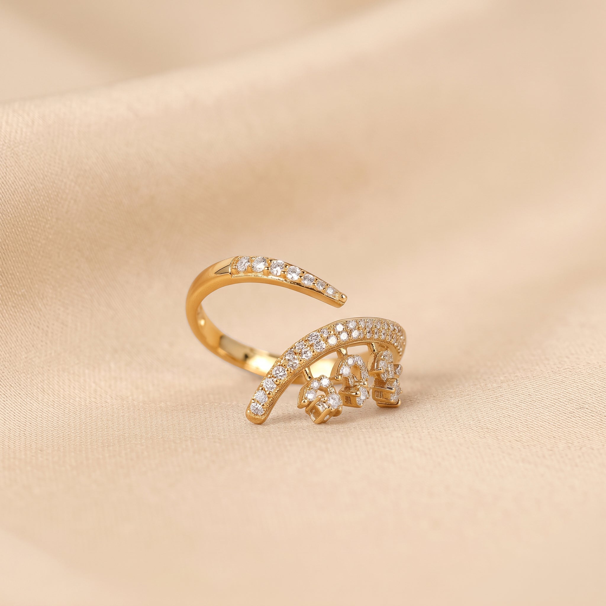 Round Lab Grown Diamond Floral Vine Ring in 18K Yellow Gold 0.40 CTW