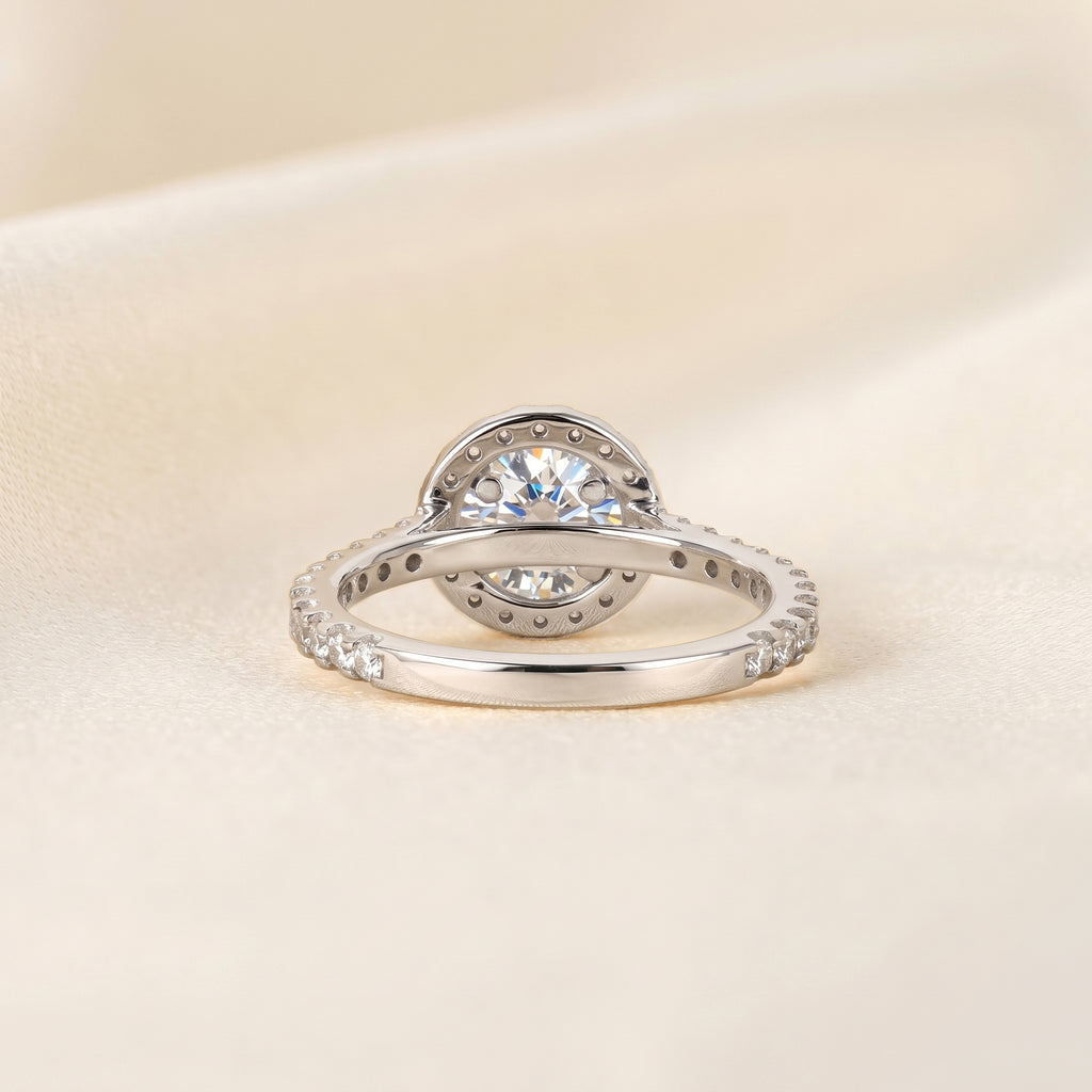 Round Lab Grown Diamond Pavé Halo Ring in 10K White Gold 1.9 CTW