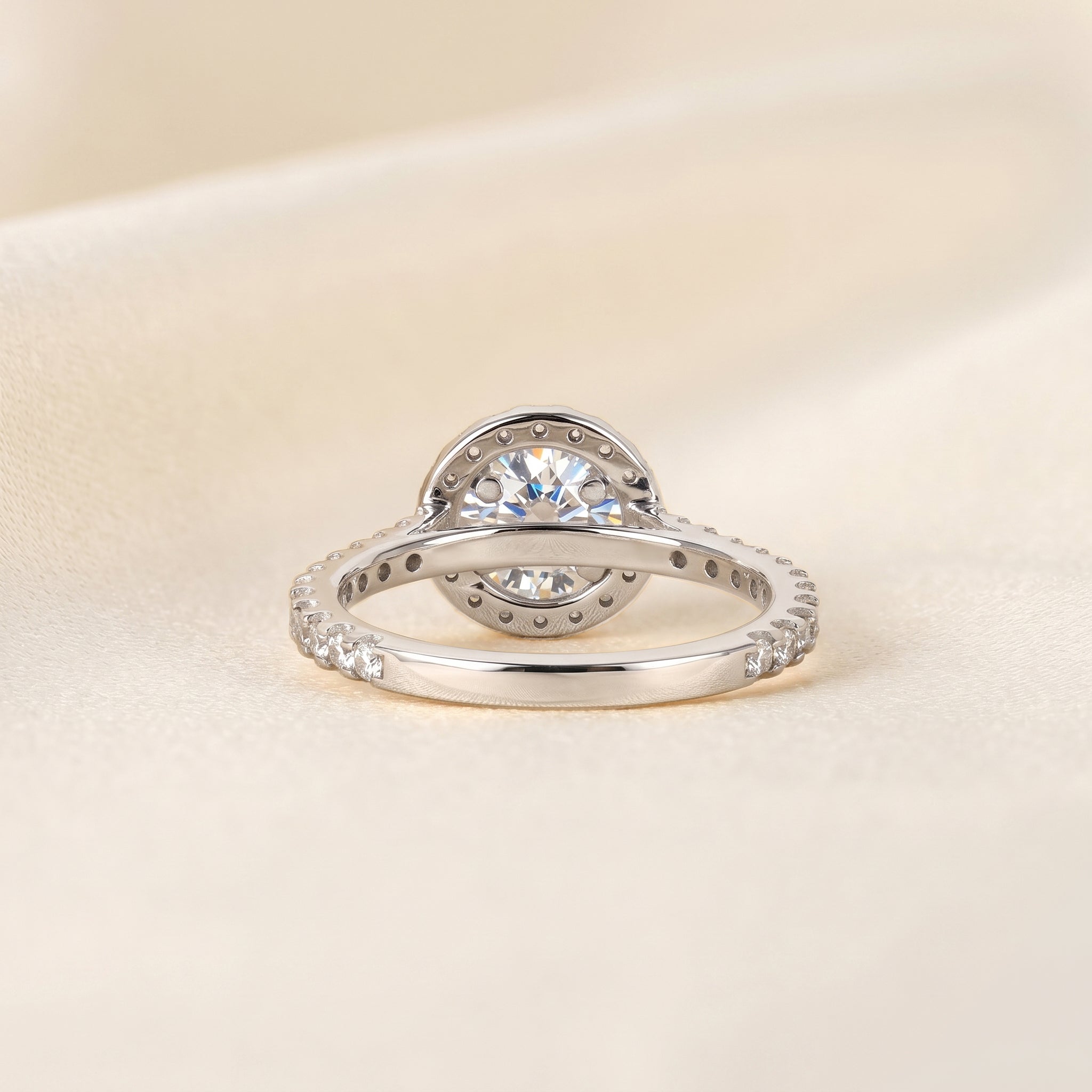 Round Lab Grown Diamond Pavé Halo Ring in 14K White Gold 1.9 CTW