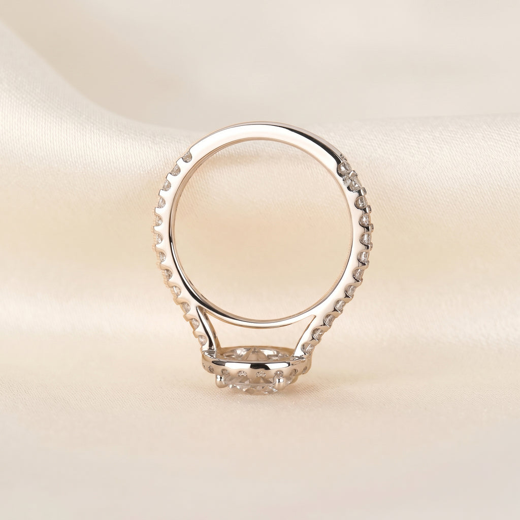 Round Lab Grown Diamond Pavé Halo Ring in 14K White Gold 1.9 CTW